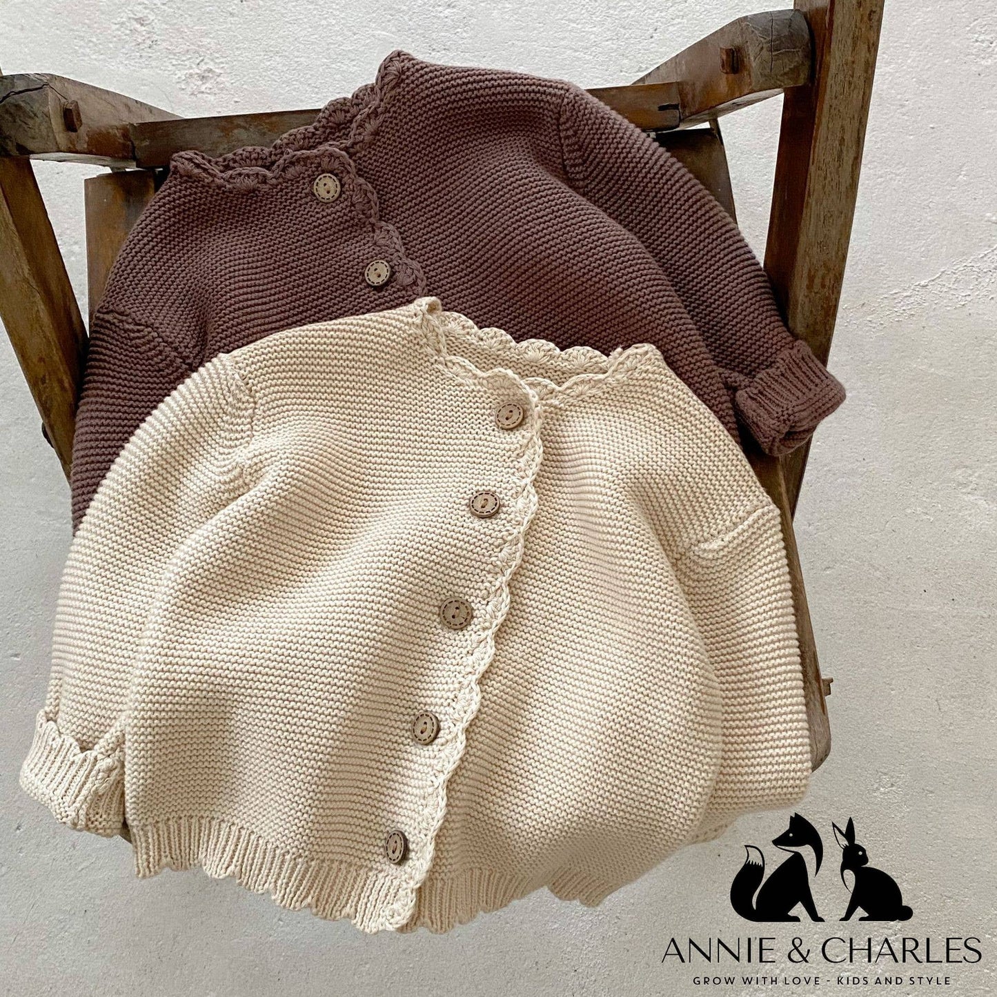 Annie & Charles® CHIARA knit jacket: Beige / 2-3 Y