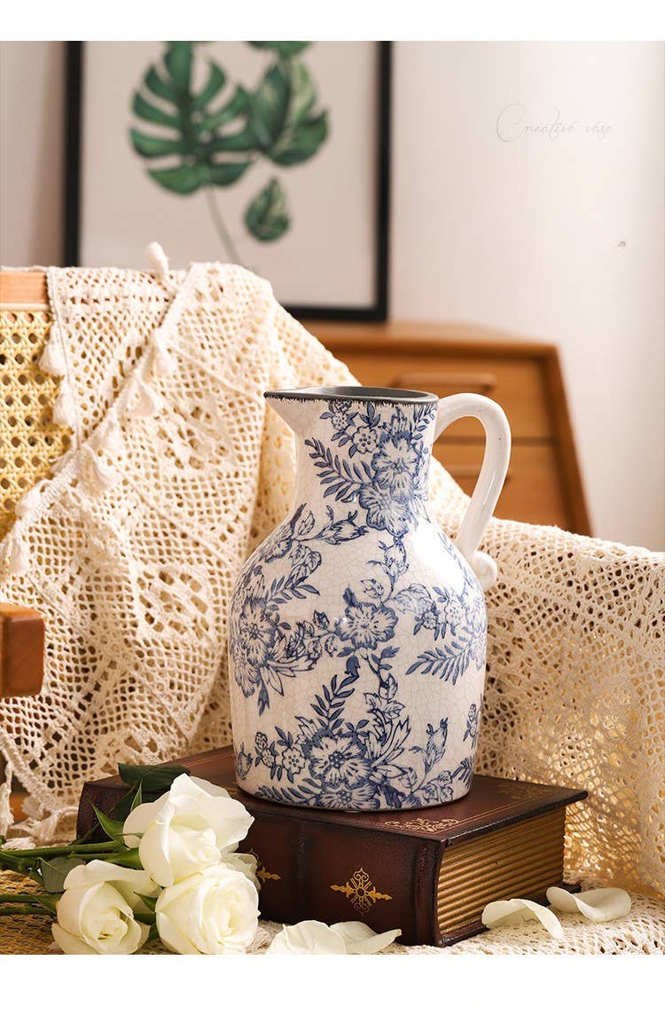 Blue Floral Ceramic Vase