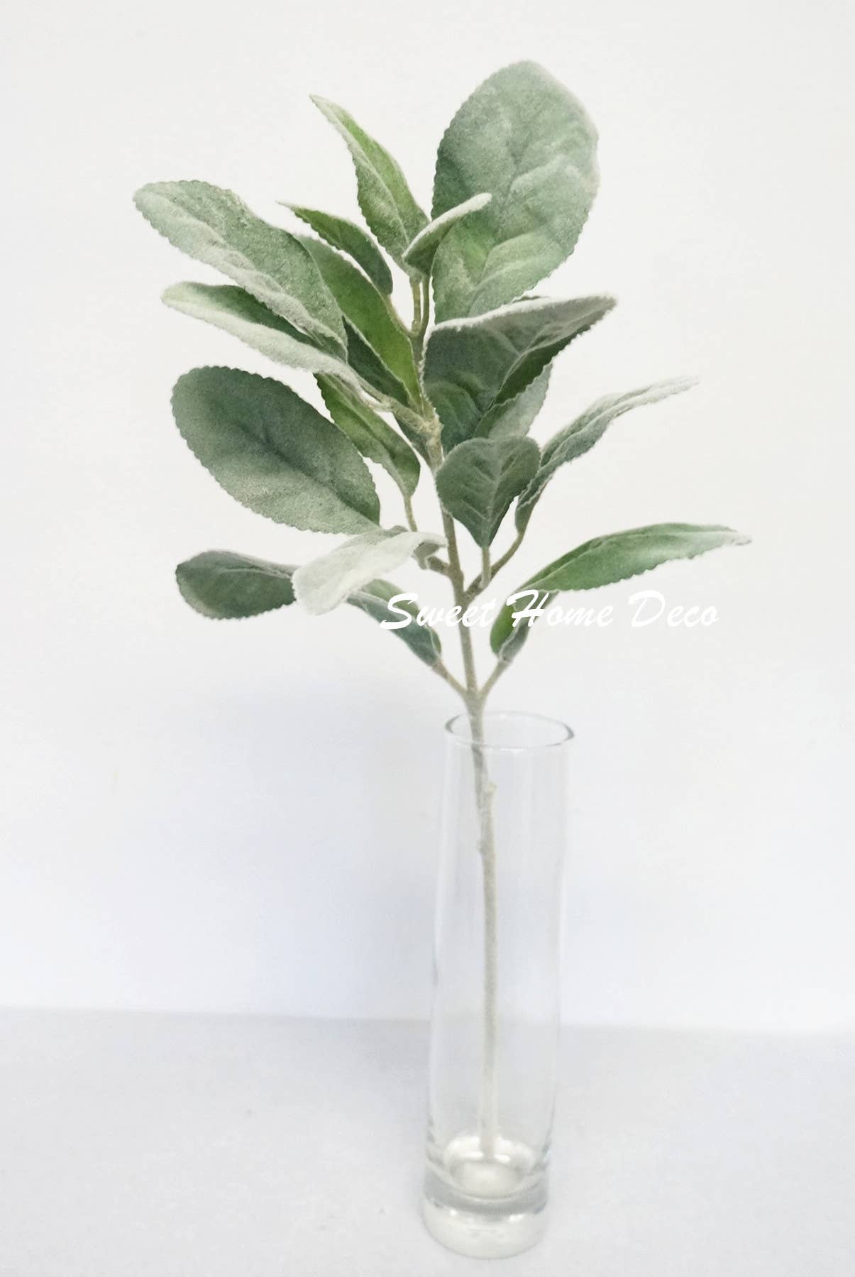 Flocked Lamb's Ear Artificial Leaf Bush, DIY Craft Greenery