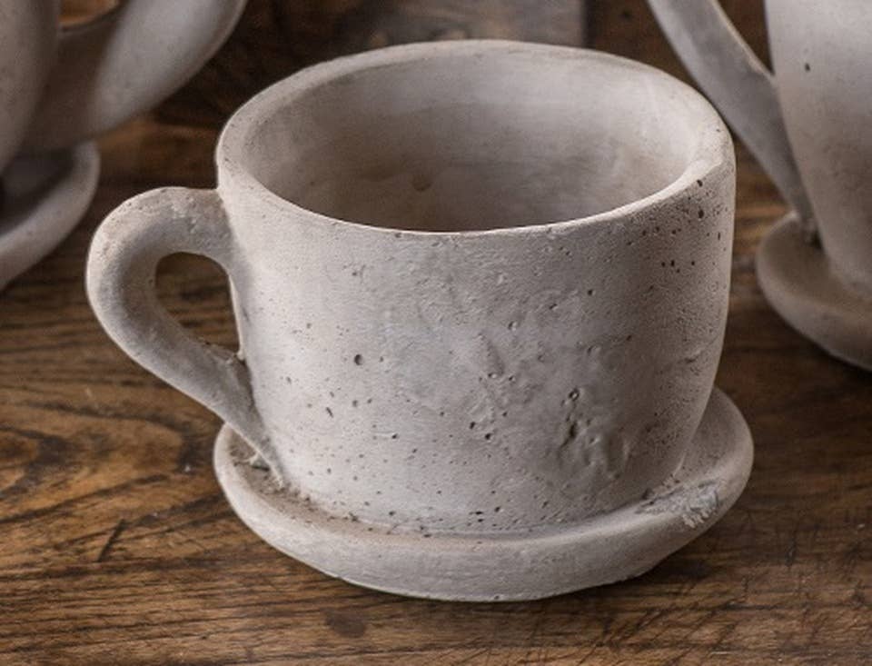 Large Cement Teacup Planter