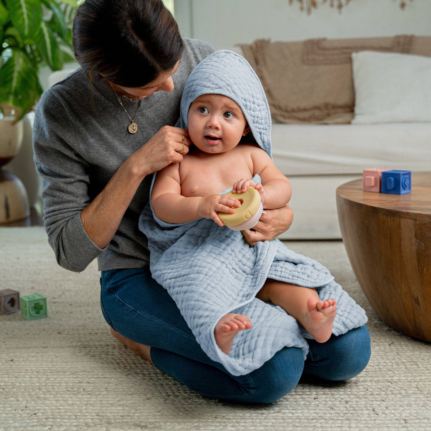Baby Hooded 9 Layer Muslin Cotton Towel for Kids: White / Pack of 1