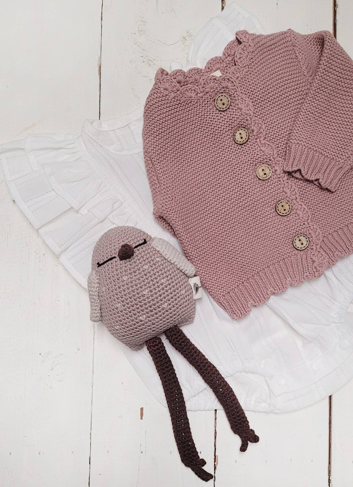 Baby Girl Sweater Cardigan Cotton Knit Dressy top SOPHIA: Sophia Dusty Pink / 0-3m