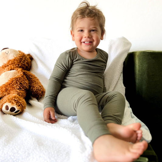 LONG SLEEVE 2 PIECE SETS- Moss Ribbed: 2T
