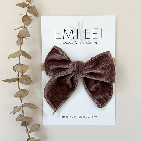 Velvet Fable Bow Headband - Violet Gray