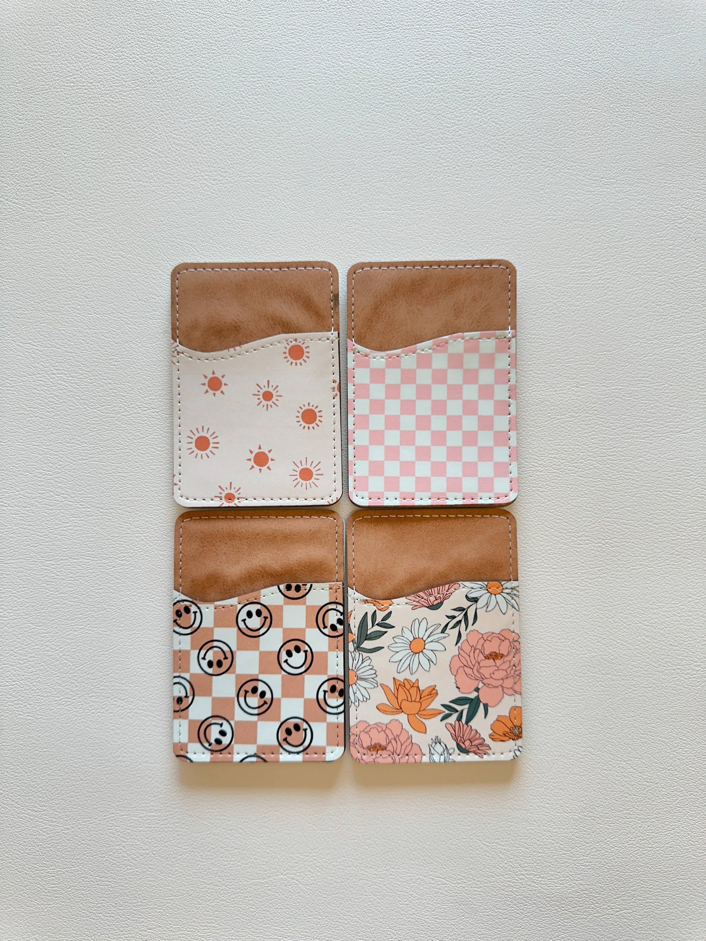 Phone Wallet, Card Holder, Stick on Phone Wallet,: #3 B&W Flowers