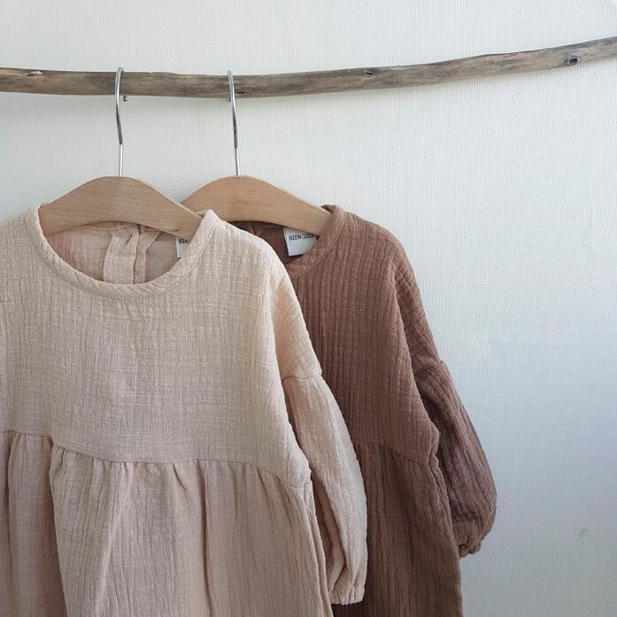 Annie & Charles® organic cotton muslin dress NOAH: Brown / 2-3 Y