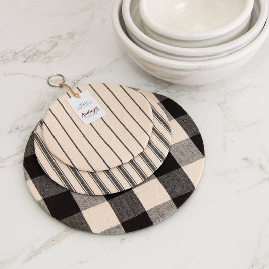 Cloth Bowl Covers, Black And Tan (SET OF 3)