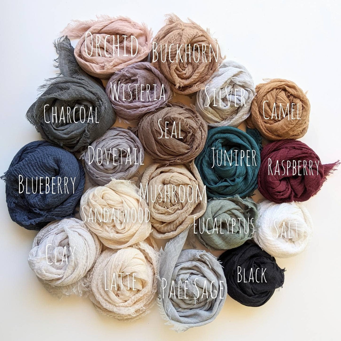 Gauze- Single Lightweight Square Scarf! Pick color and size.: Black / 30