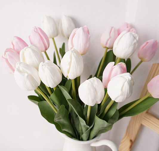 19''T Real Touch Tulips bunch, Faux Tulips Spring Flowers