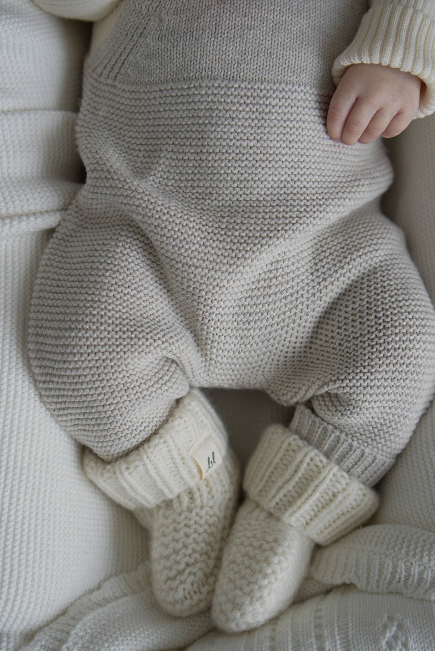 Luna + Luca Natural Knit Overalls: Natural / 6-12m