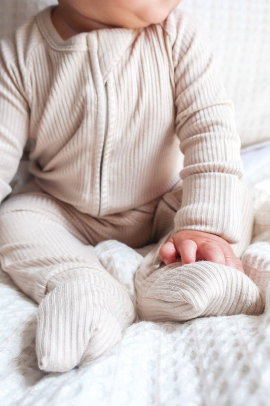 ZIP ROMPER - Clay Ribbed: 6/12m