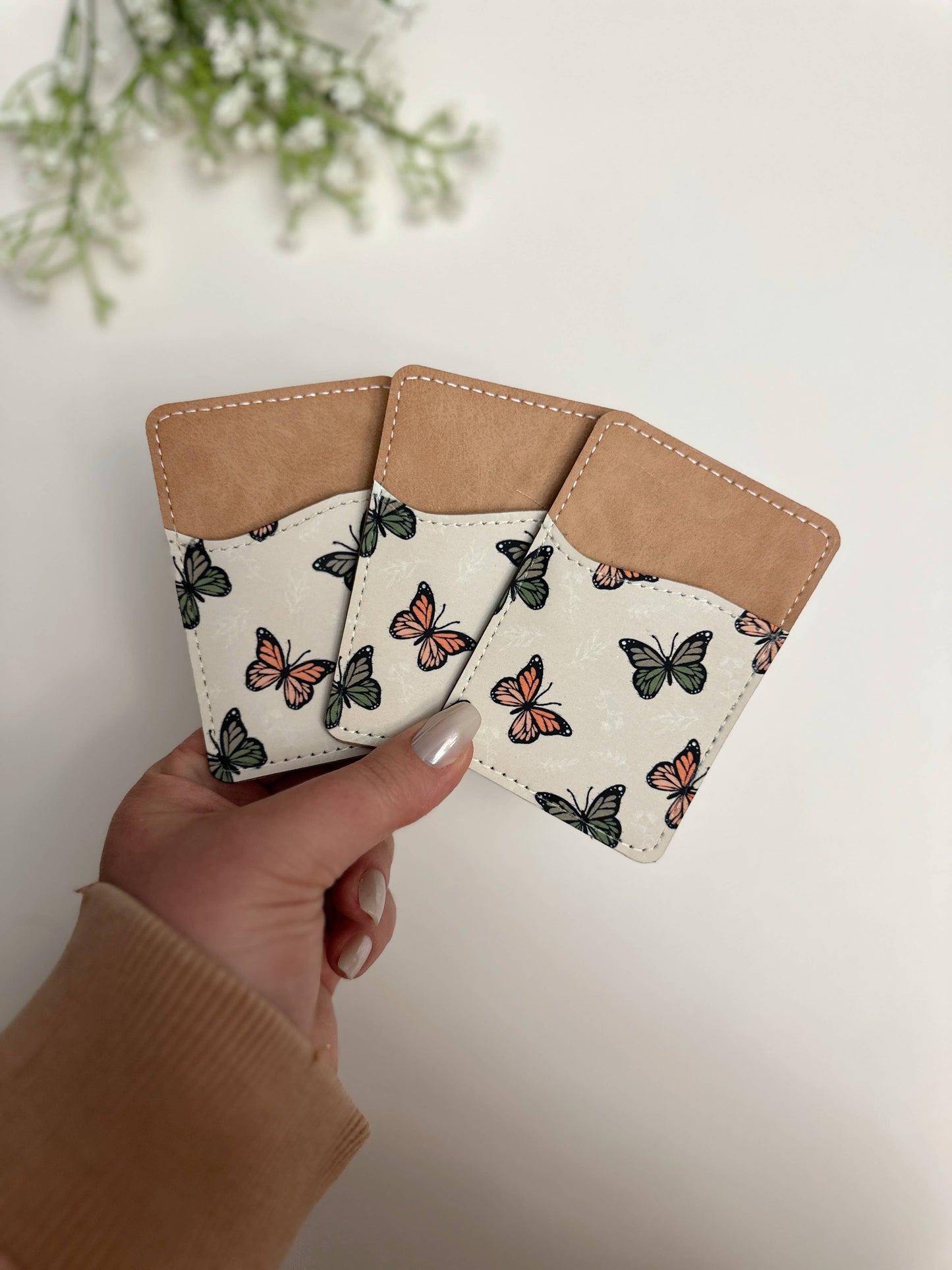 Phone Wallet, Card Holder, Stick on Phone Wallet,: #30 Black Bow