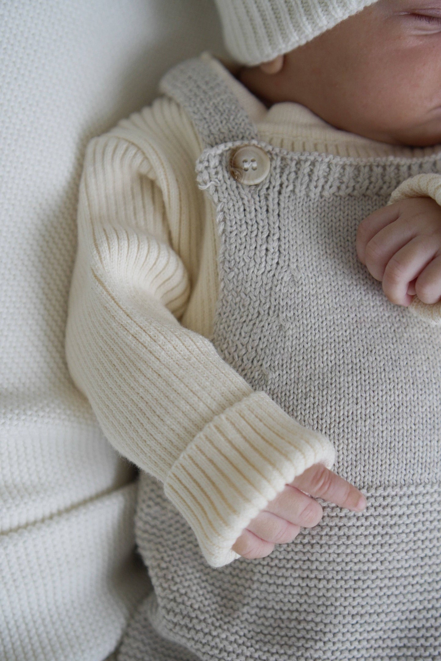 Luna + Luca Natural Knit Overalls: Natural / 6-12m