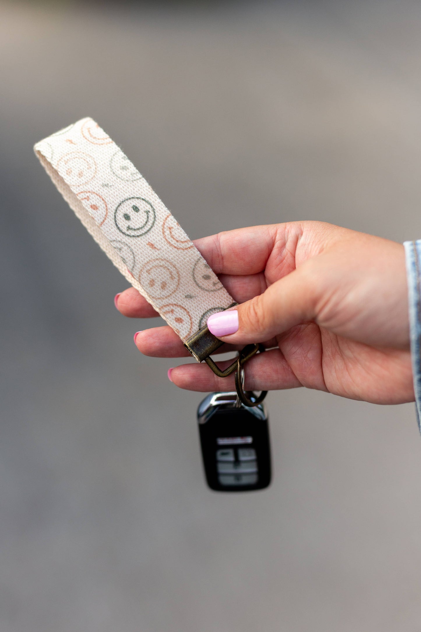 Canvas Wrist Keychain Lanyard, Custom Lanyard, Key Fob Wrist: #3 B&W Flowers / 1.25 Inches Wide (size pictured)