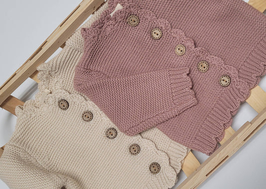 Baby Girl Sweater Cardigan Cotton Knit Dressy top SOPHIA: Sophia Oatmeal / 6-12m