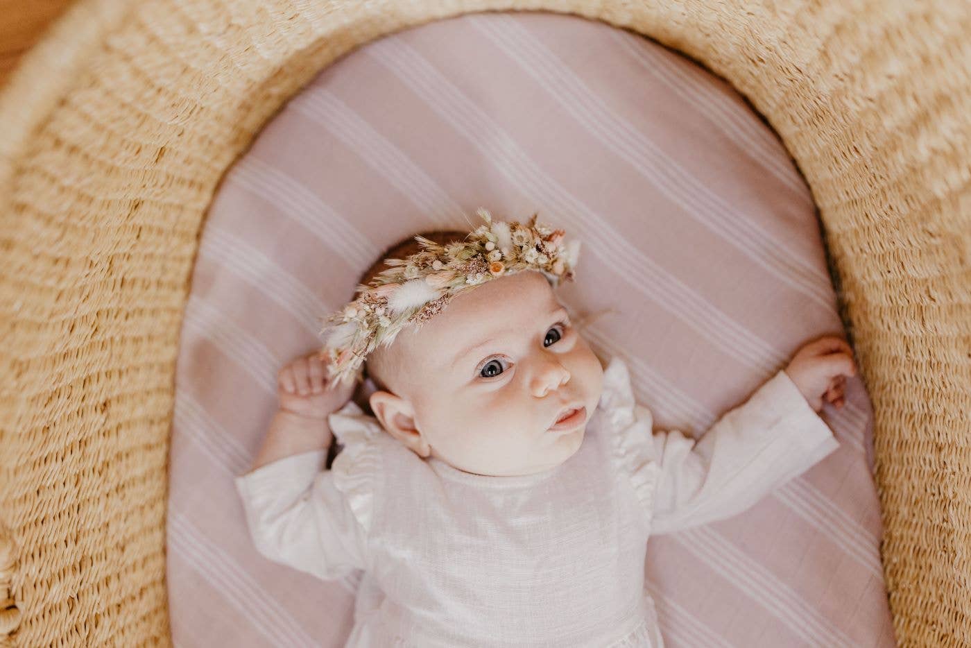 Muslin Swaddle Baby Blanket – Stripe: Smoke Rose