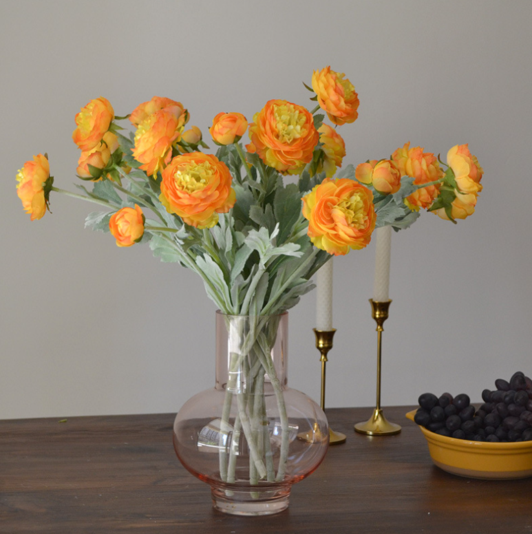 19'' Silk Ranunculus Single Spray Flowers, Spring Ranunculus