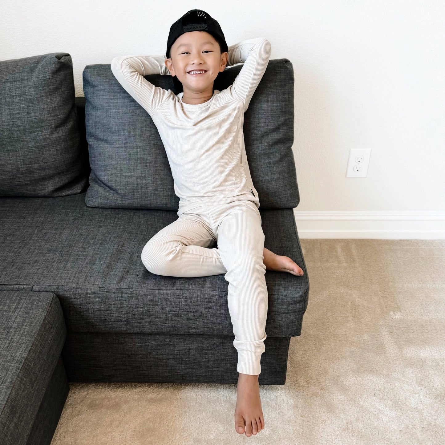 LONG SLEEVE 2 PIECE SETS- Clay Ribbed: 2T