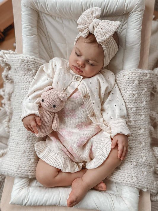 Luna + Luca Pointelle Cardigan - Cream: Cream / 0-3m