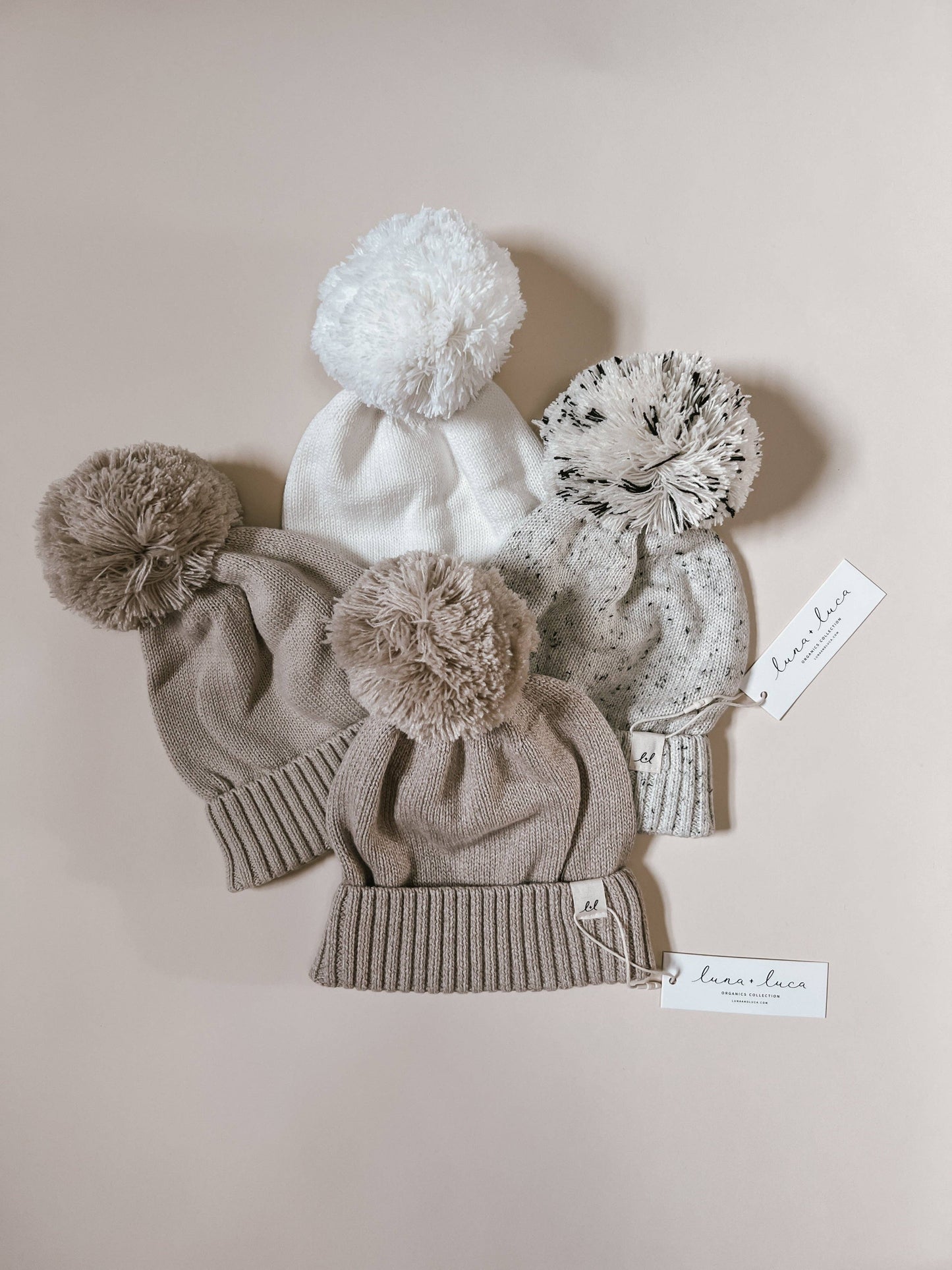 Luna + Luca Pom Beanie - White: White / 0-3m