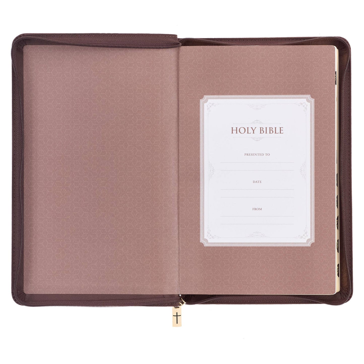 KJV Bible Deluxe Gift Faux Leather, Brown Lion w/zipper