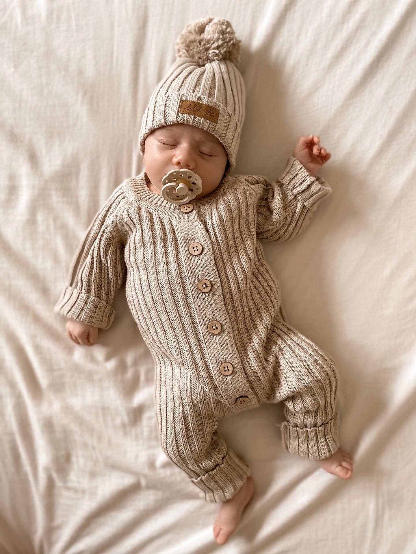 Ribbed Romper  - Oak: Newborn