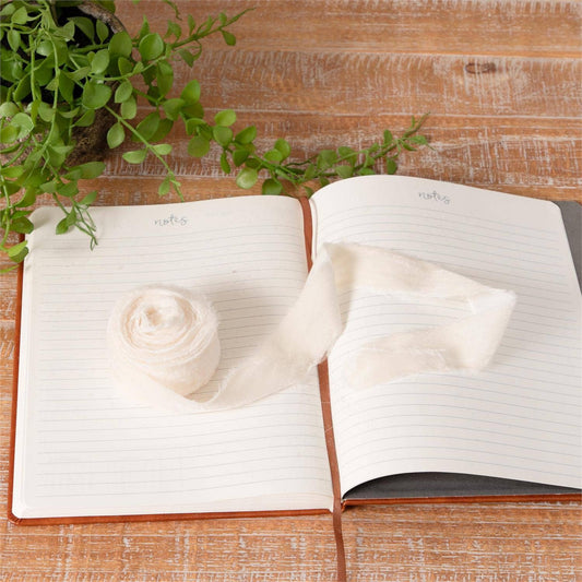 Cream  Raw Edge Velvet Ribbon (PC)