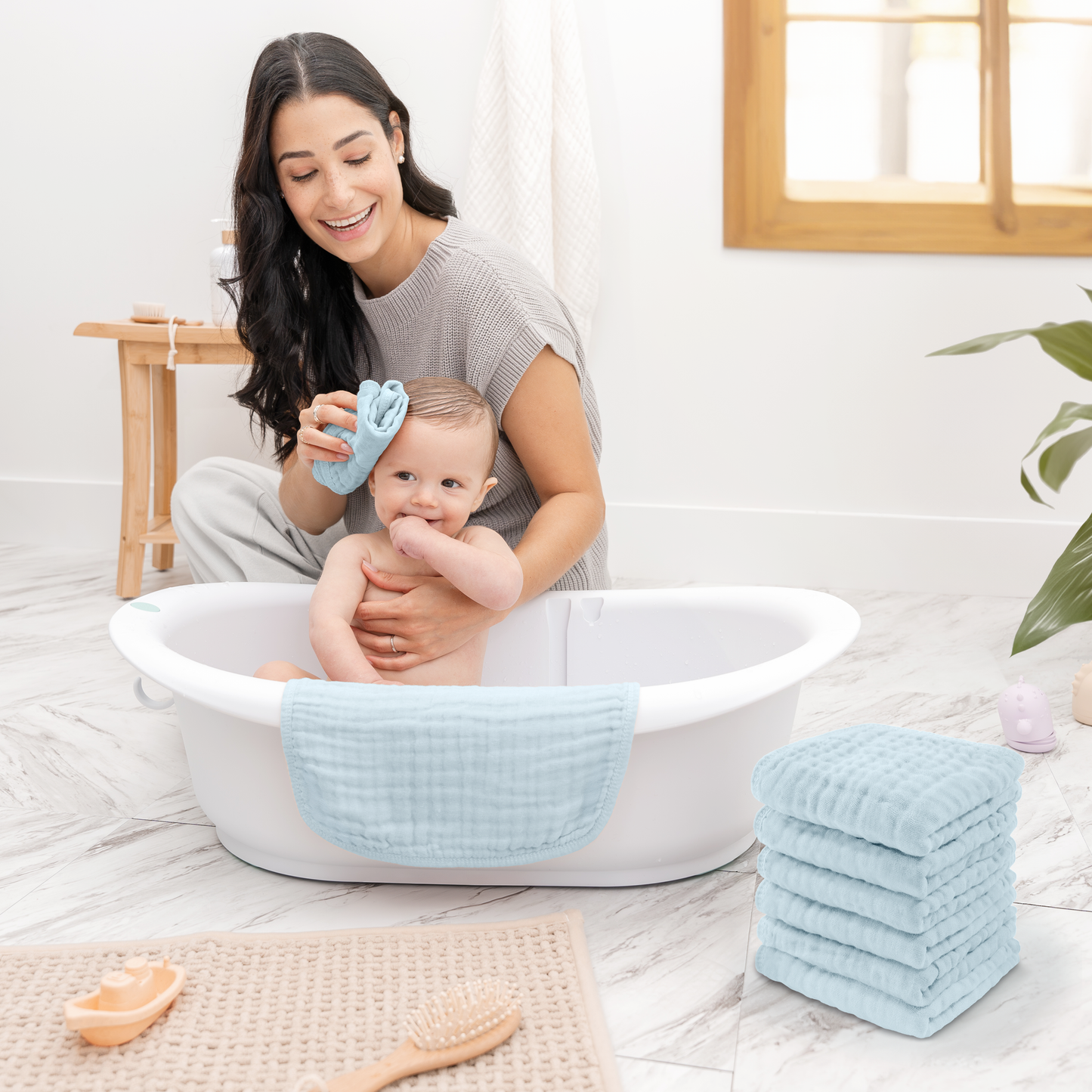 Baby Washcloths 100% Muslin Cotton by Comfy Cubs: White / 6-Pack 10”X10”