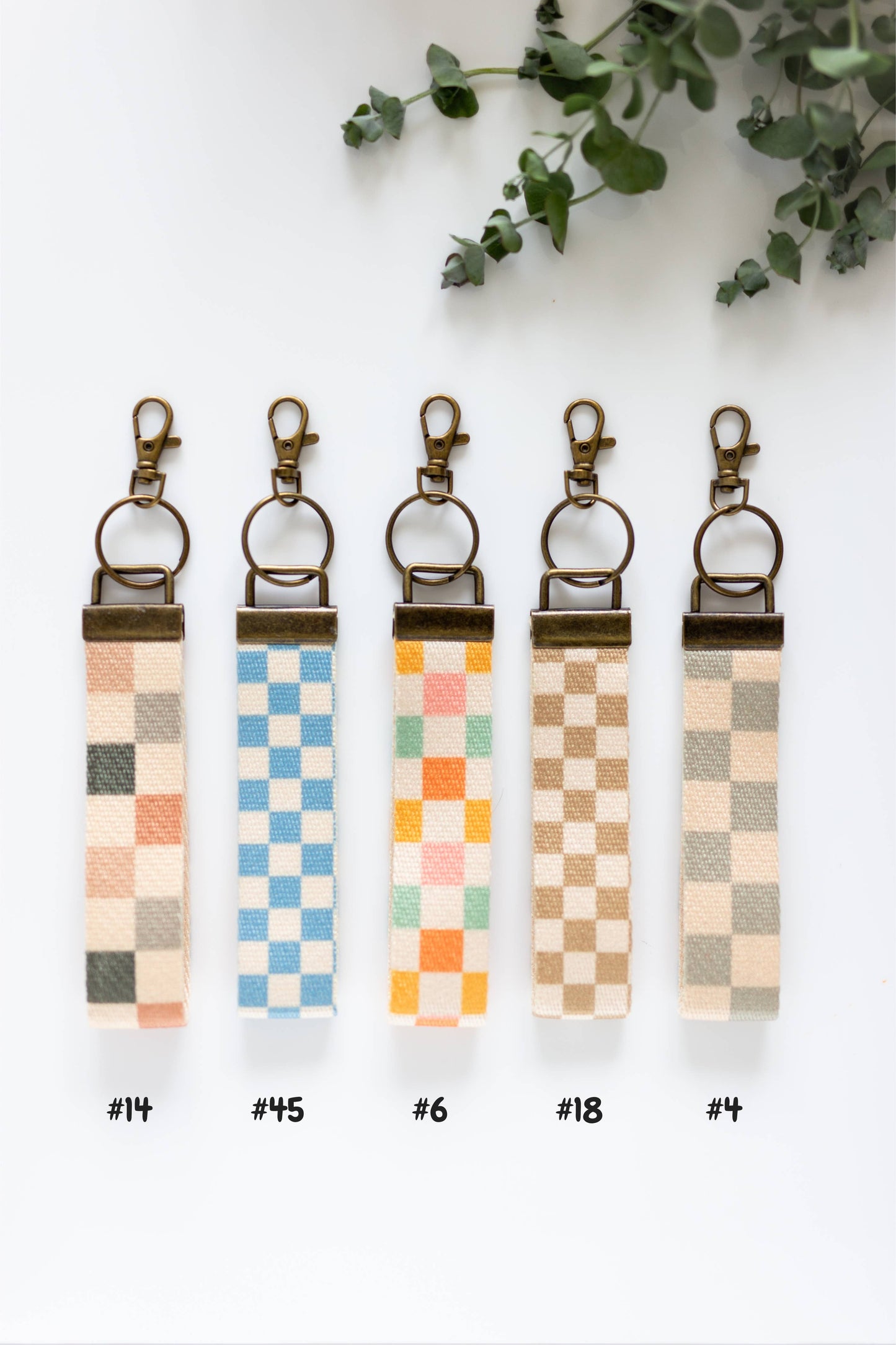 Canvas Wrist Keychain Lanyard, Custom Lanyard, Key Fob Wrist: #4 Green Checker / 1.25 Inches Wide (size pictured)