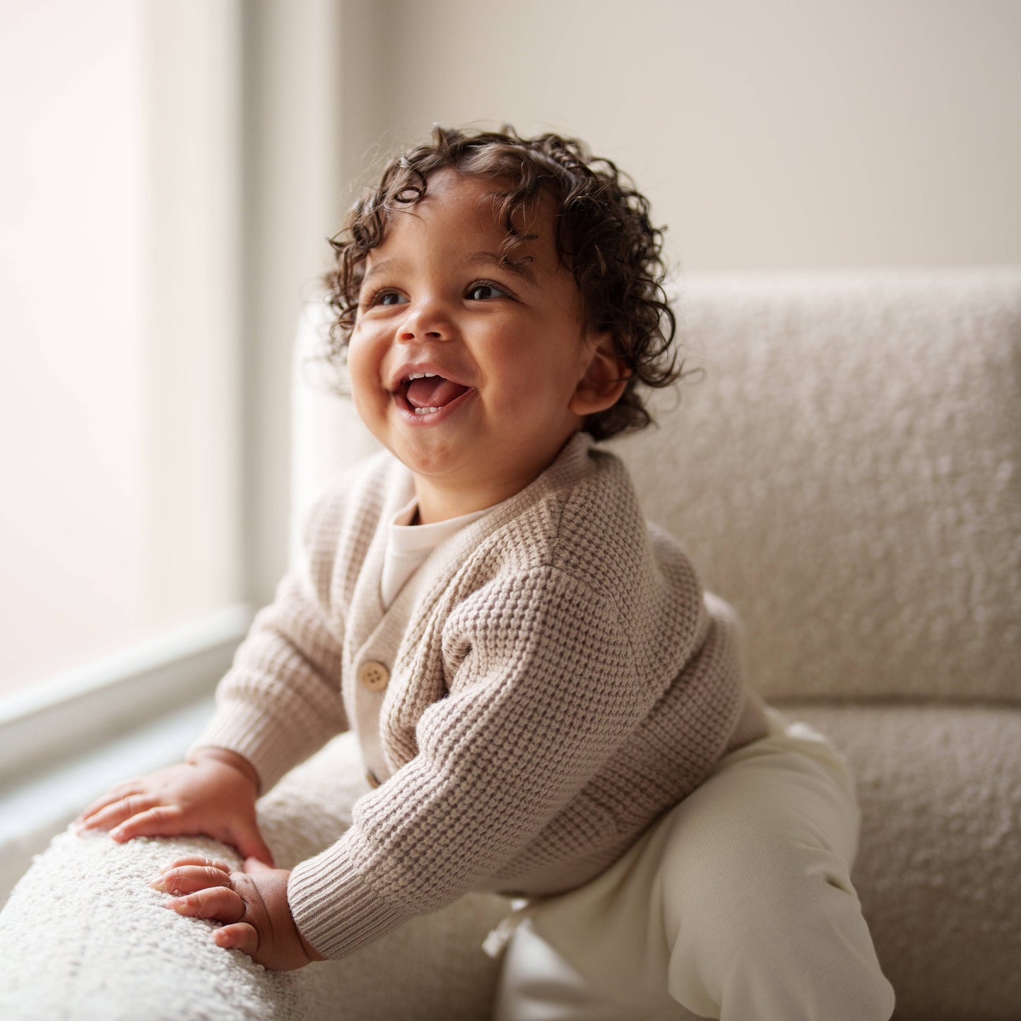 Knit Pocket Cardigan: Oak / 5-6T