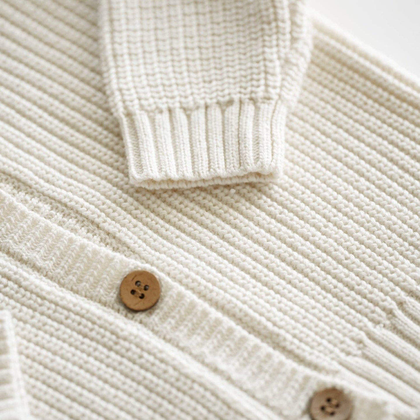 Organic Oversized Knit Cardigan: Coconut Milk / 0-3M