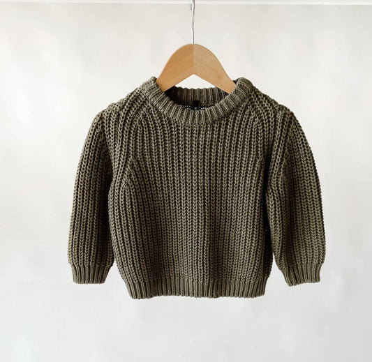 Chunky Knit Sweater- Army Green
