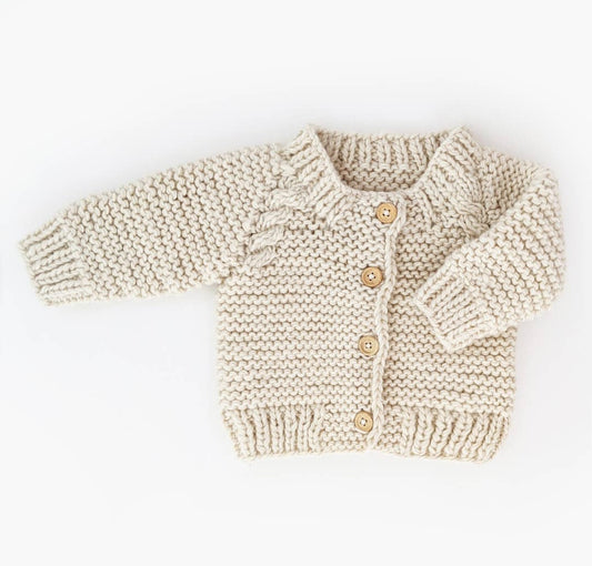 Natural Garter Stitch Cardigan Sweater