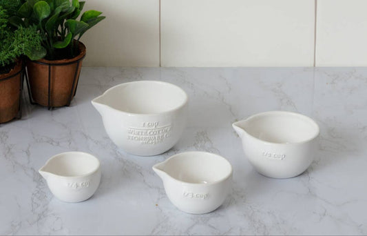 White Ceramic Measuring Cups Set of 3
