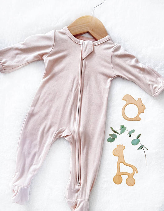 Babmboo Footed Sleeper- Peachy blush