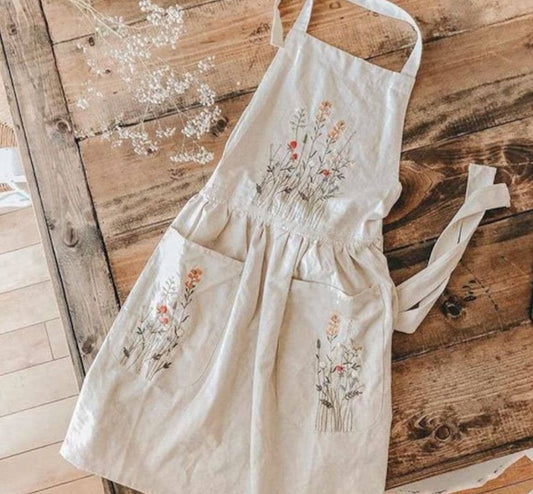 Embroiderd Floral Apron