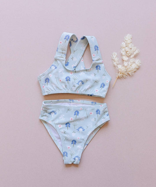Blue Floral- 2 piece Swim