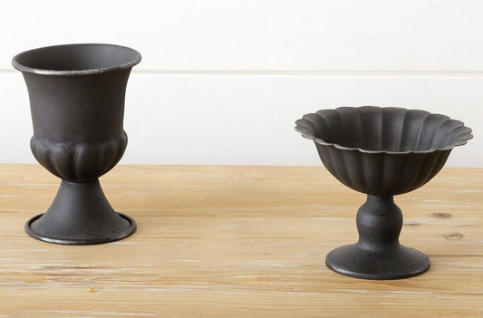 Mini Fluted Urns, Black (Pk/02 Ast)