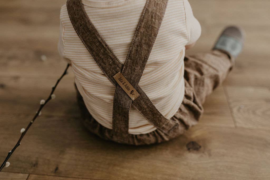 Baby And Children's Linen Harem Romper Pants: Nutmeg / 0-3M