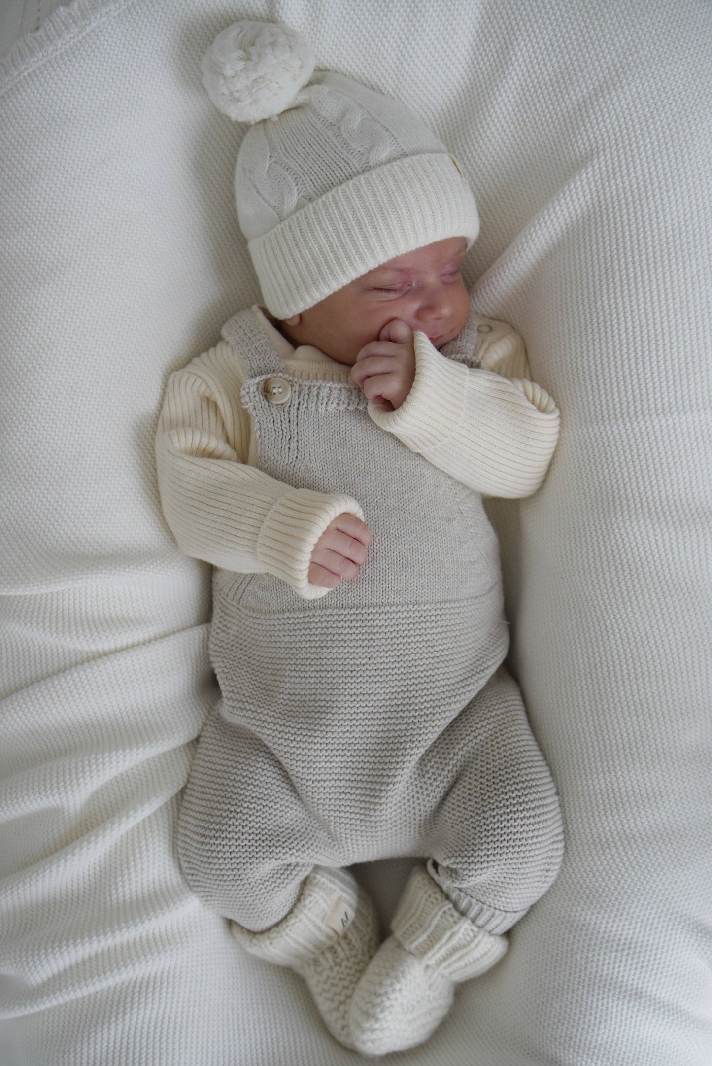 Luna + Luca Natural Knit Overalls: Natural / 6-12m
