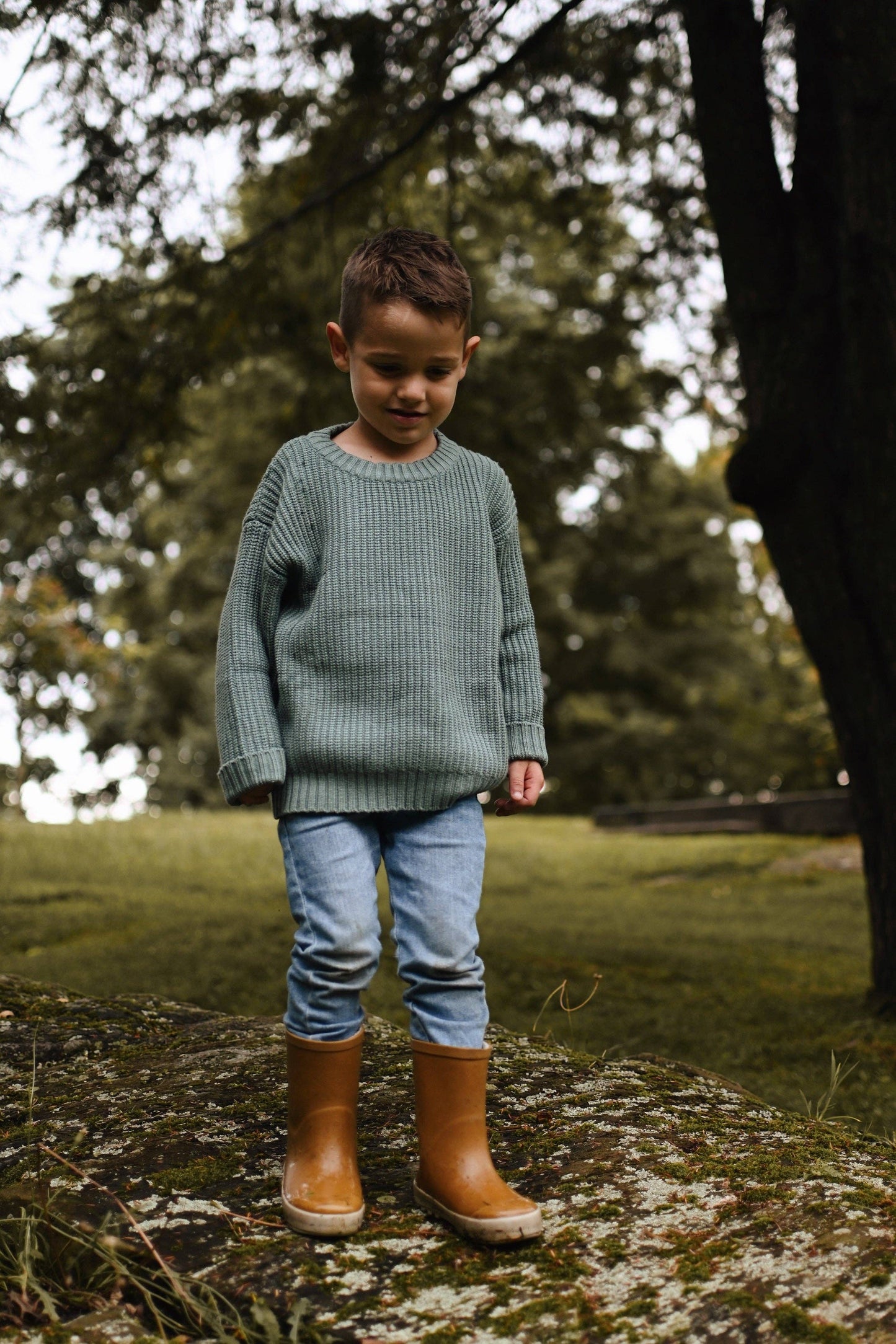 Knit sweater - Fall green: 6-12M