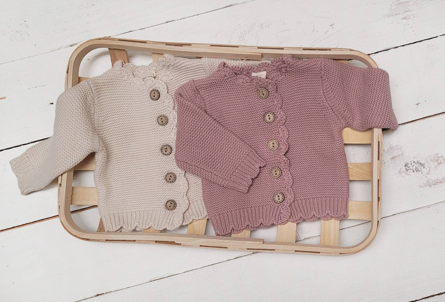 Baby Girl Sweater Cardigan Cotton Knit Dressy top SOPHIA: Sophia Dusty Pink / 0-3m