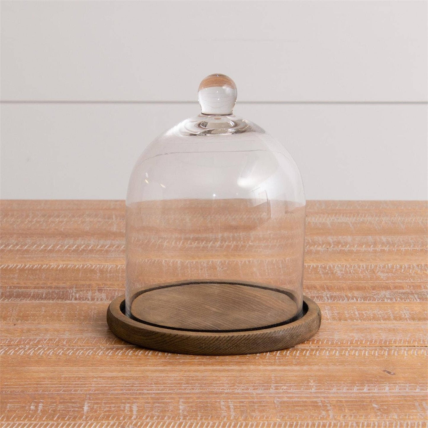 Glass Cloche With Wood Base, Tall (PC)
