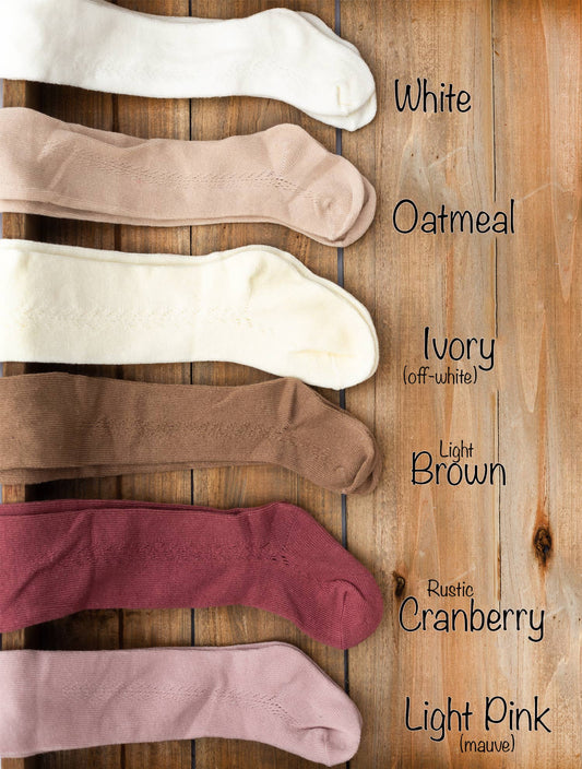 Baby Girl french tights Cotton Knit Lace stocking: White / 0-6 months kids