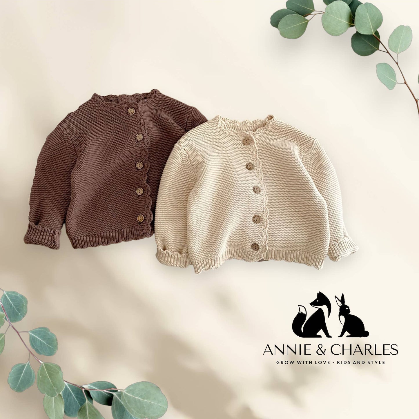 Annie & Charles® CHIARA knit jacket: Brown / 2-3 Y