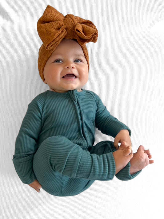 ZIP ROMPER - Peacock Ribbed: 3/6m