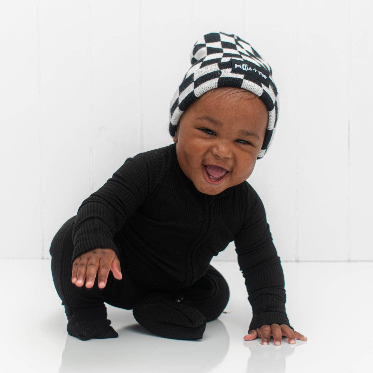 ZIP ROMPER - Midnight Ribbed: 6/12m