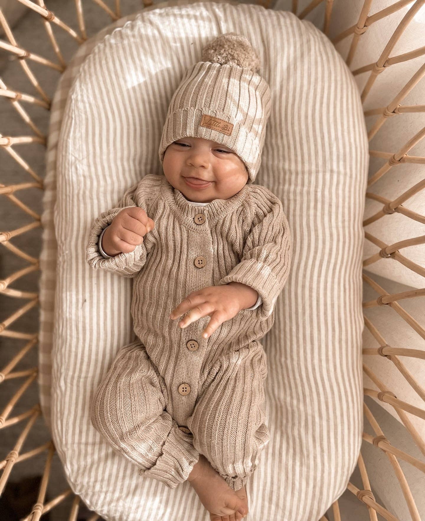 Ribbed Romper  - Oak: Newborn