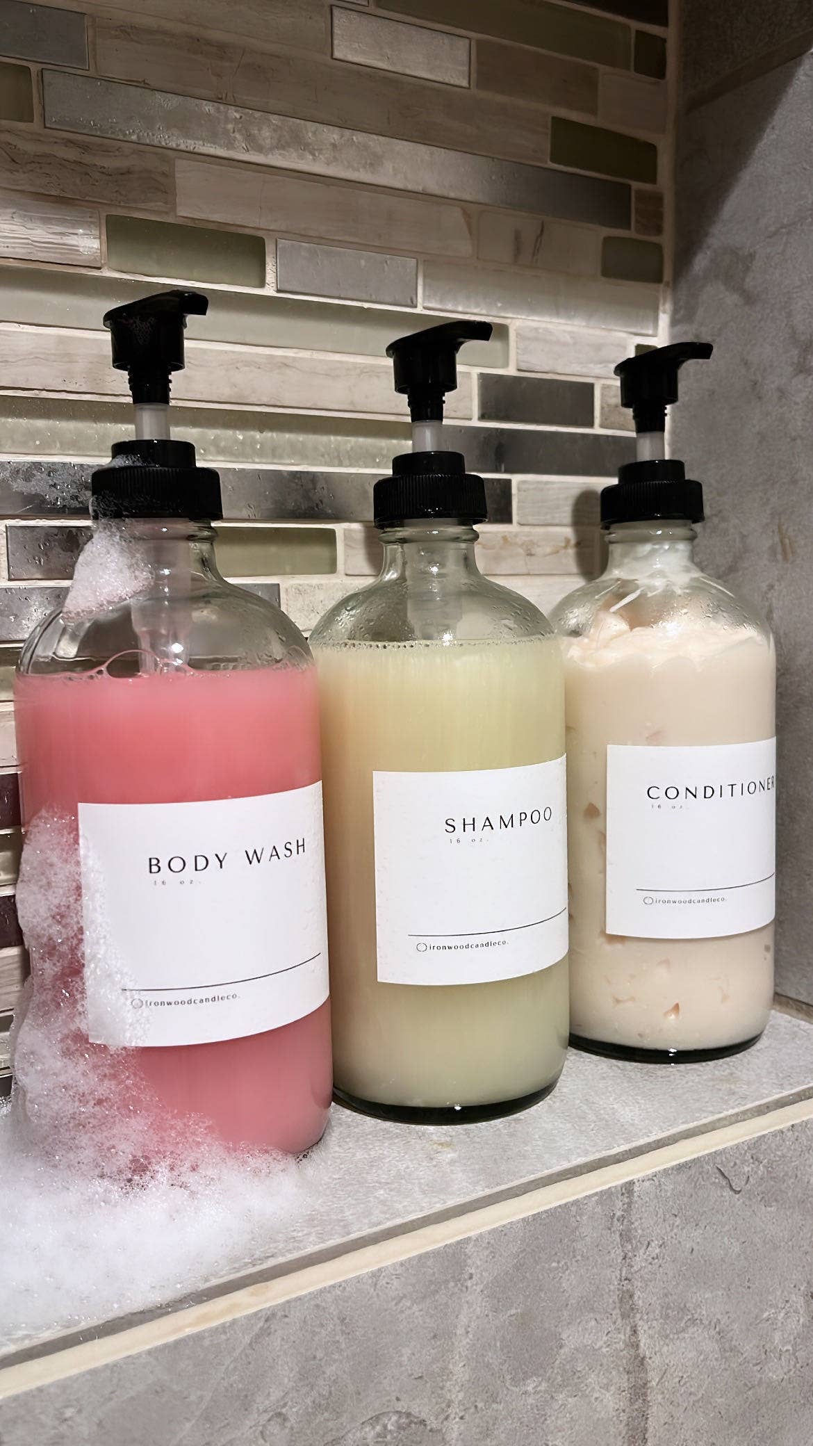 GLASS DISPENSERS 16OZ: Clear - Shampoo