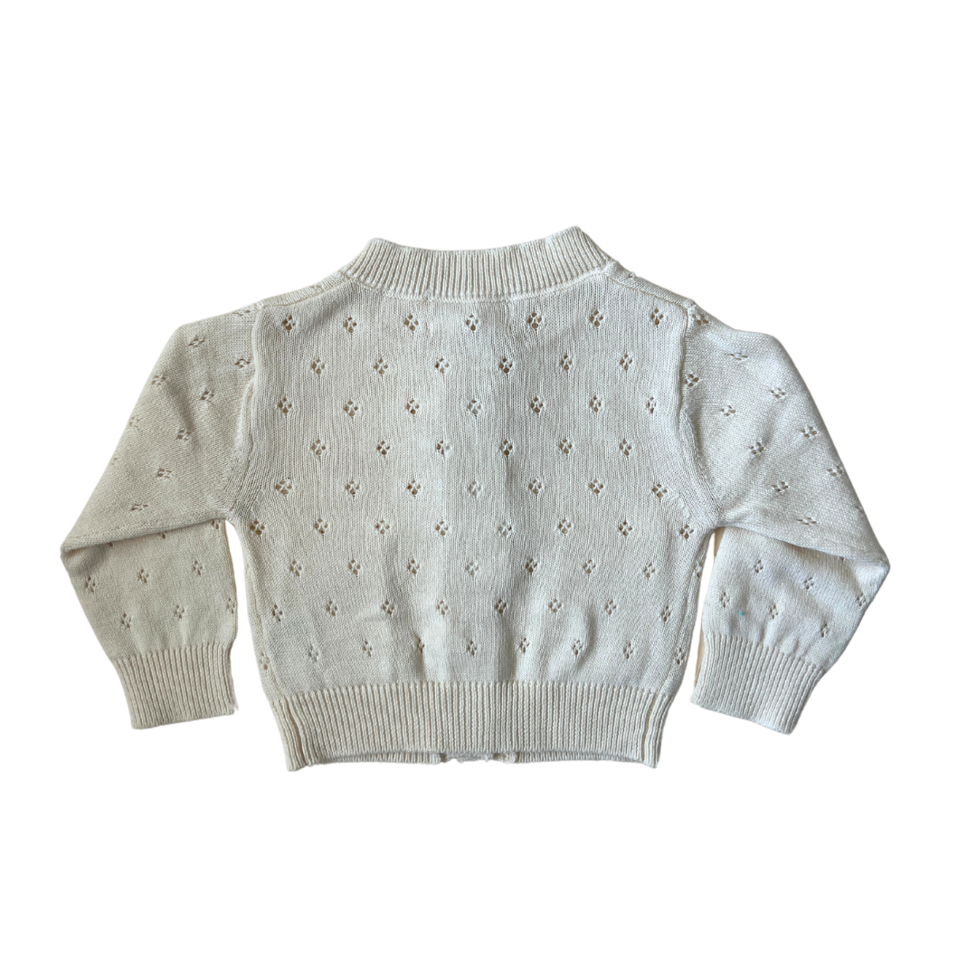 Luna + Luca Pointelle Cardigan - Cream: Cream / 6-12m